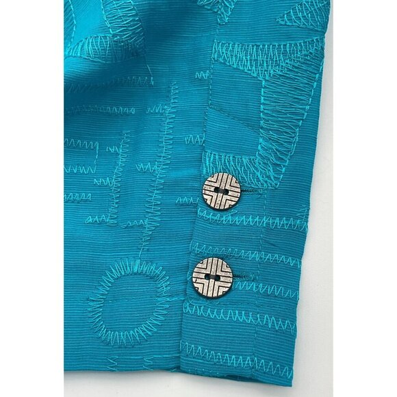 Chicos Lightweight Decorative Stitch Long Sleeve Ruffled Blazer Silk/Linen Sm - Picture 5 of 7